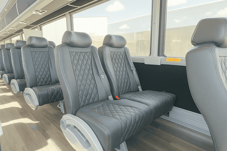 interior of Bayonne Coach Bus Service charter bus