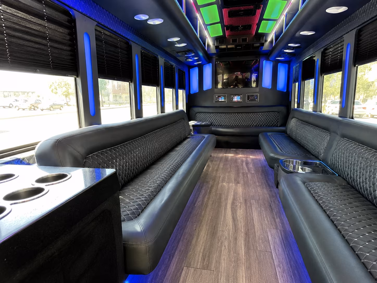 bayonne 15 passenger party bus inside