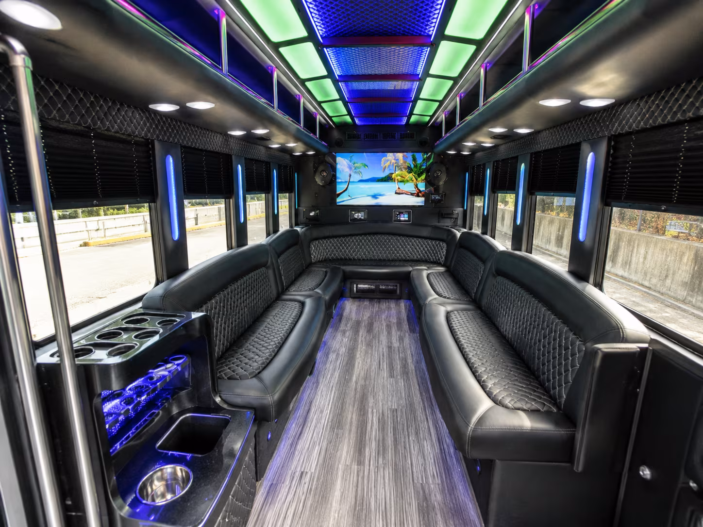 bayonne 18 passenger party bus inside