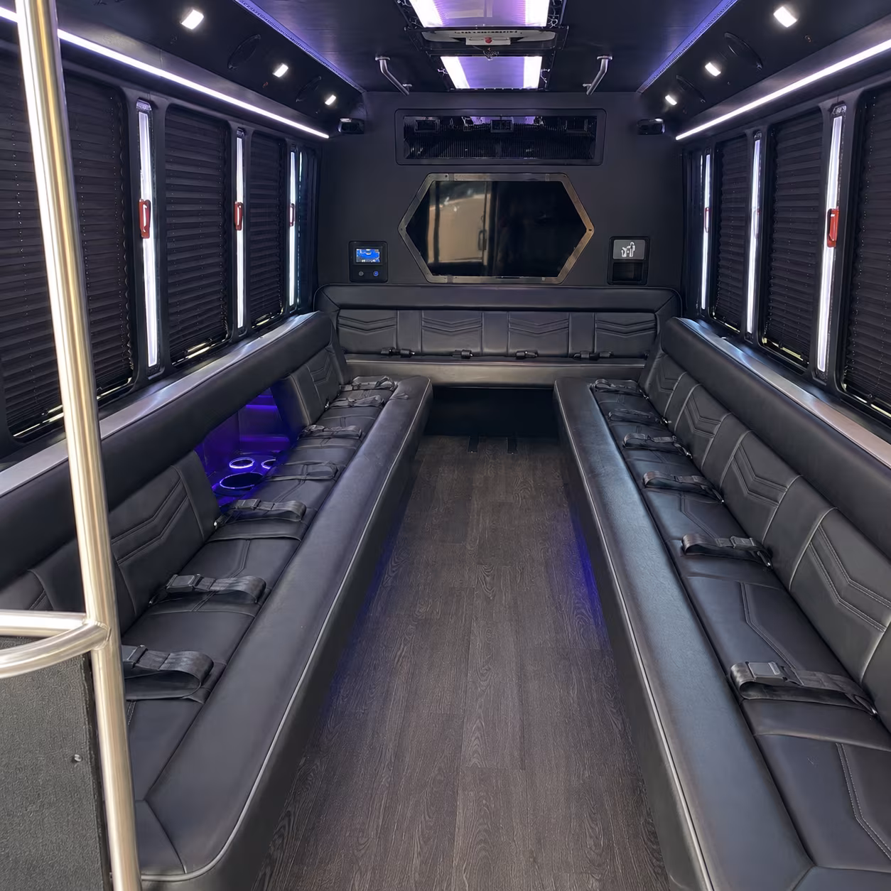 bayonne 18 passenger party bus interior