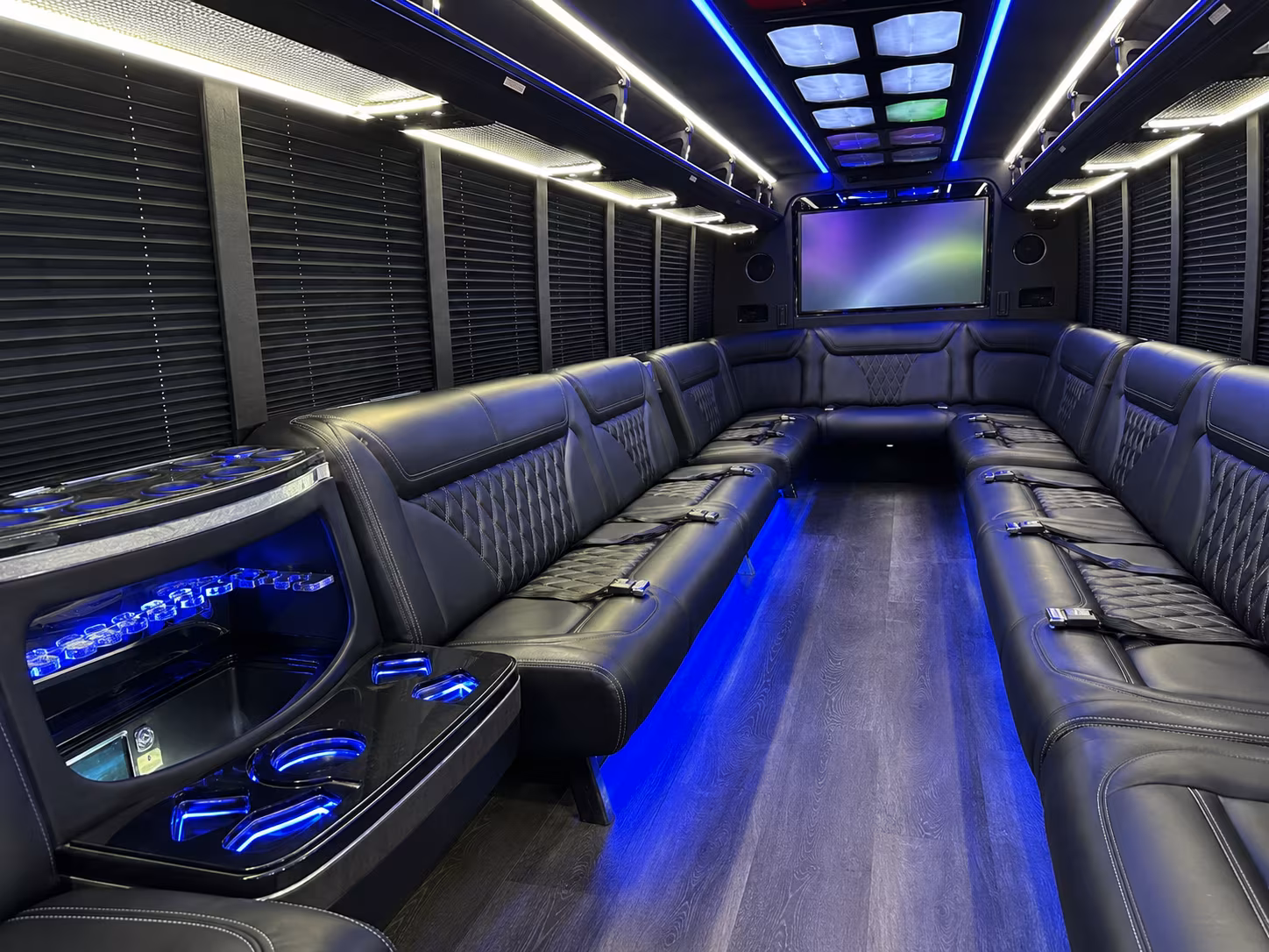 bayonne 20 passenger party bus inside